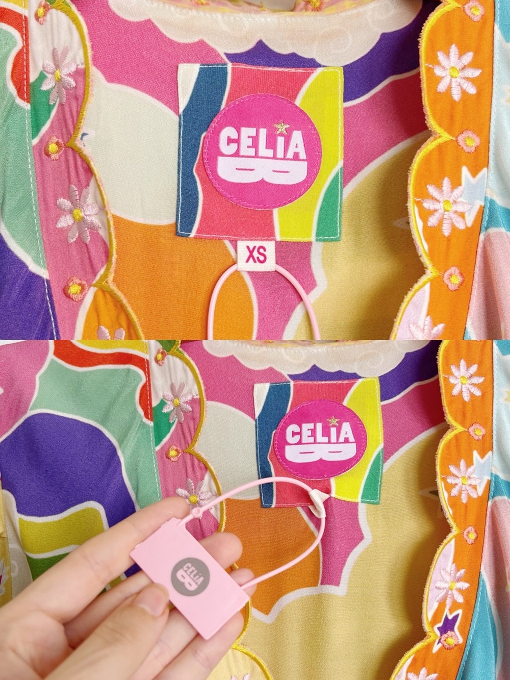 Celia B • Andromeda Dress mini tropical floral puff sleeve scalloped tiered - Picture 7 of 16